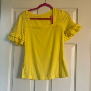 NWT Lilly Pulitzer fitz top calla yellow bell sleeves